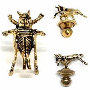 Vintage Hand Made Gold Plated Copper Cricket / Locust / Insect Hat Pin Brooch